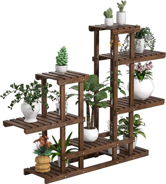 Horticultura in legno - Recipienti per piante, 6 livelli, trappola per fiori, giardino, recipienti per piante, esterno, supporto per fiori, più livelli, cassettiera in legno 120,5 x 25 x 96,5 cm