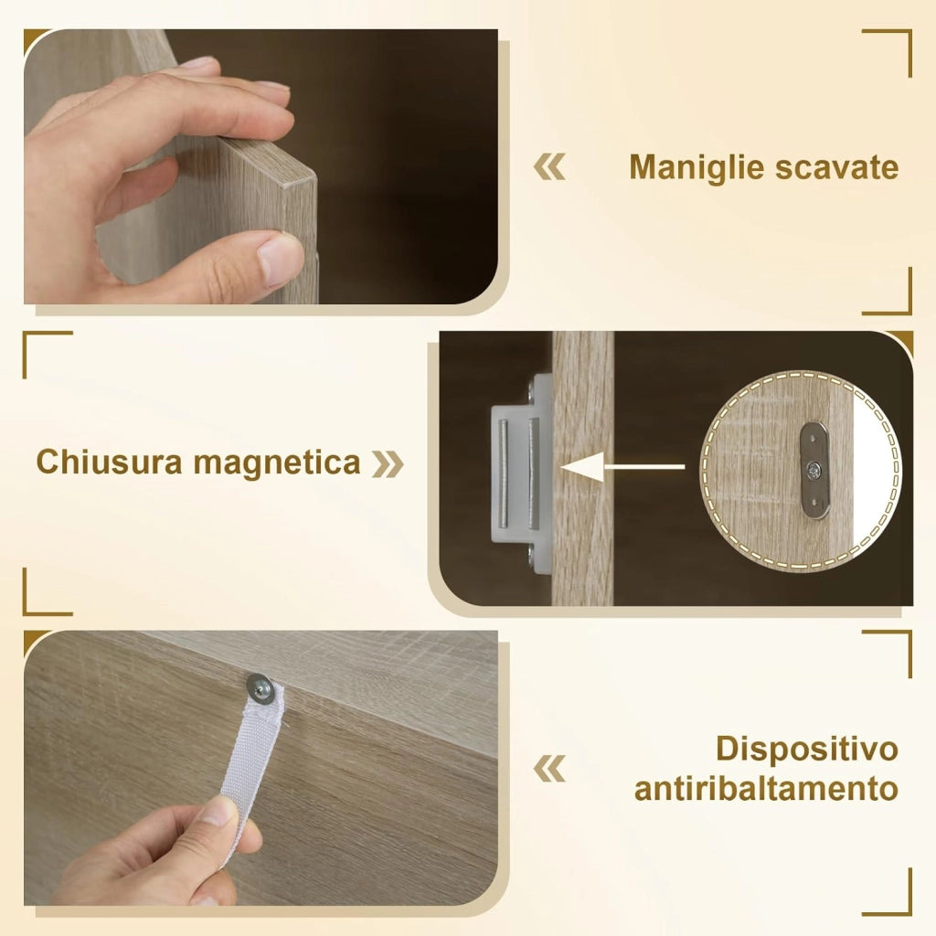 Libreria Autoportante, Porta Libri a 8 Cubi, Libreria con 4 Ante, Scaffale Portaoggetti per Soggiorno, Ufficio, Studio, Camera da Letto, in Legno, Rovere Chiaro, SK039hei