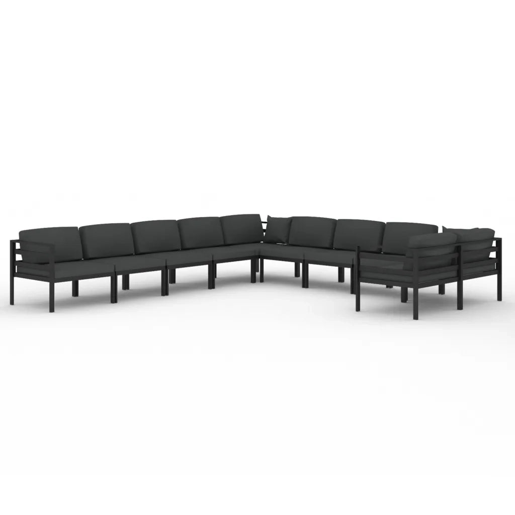 Set Divani da Giardino 10 pz con Cuscini in Alluminio Antracite 3107827