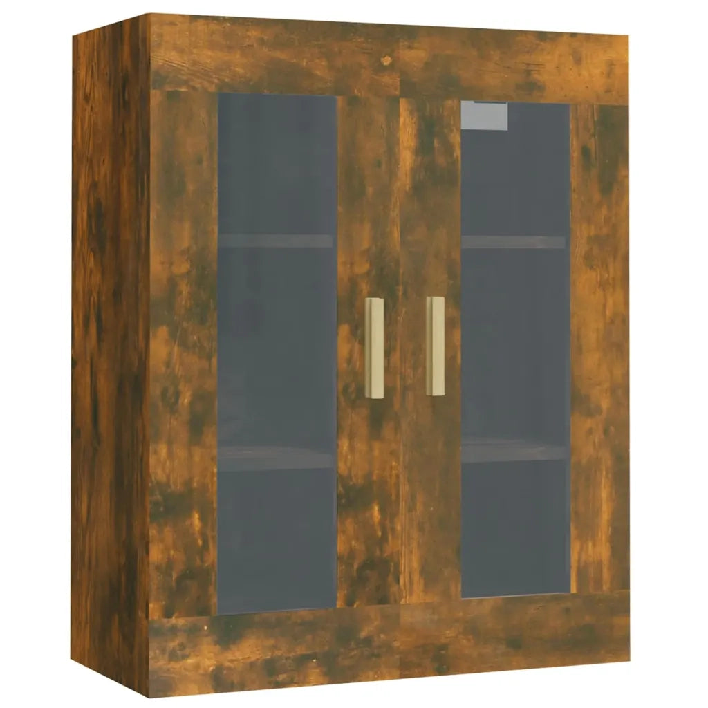 Mobile contenitore a parete moderno e pratico 69,5 x 34 x 90 cm realizzato in legno composito finitura rovere affumicato 02_0048316