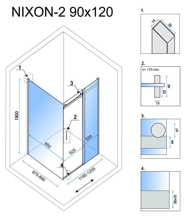 Cabina Doccia Rea Nixon 120x90 sinistra