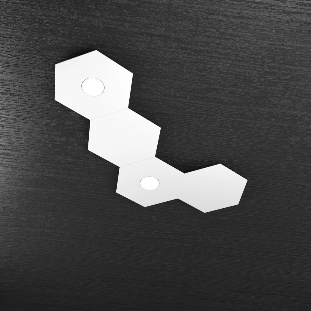 HEXAGON APPLIQUE-PLAFONIERA 2 LUCI + 2 DECORATIVO BIANCO 1142-2L2D-BI
