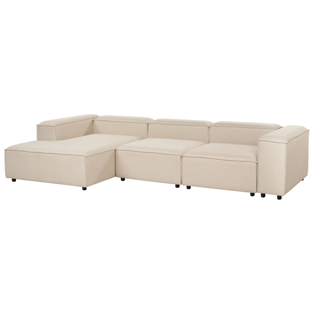 Divano modulare in tessuto beige 3 posti lato destro Gambe nere Soggiorno moderno