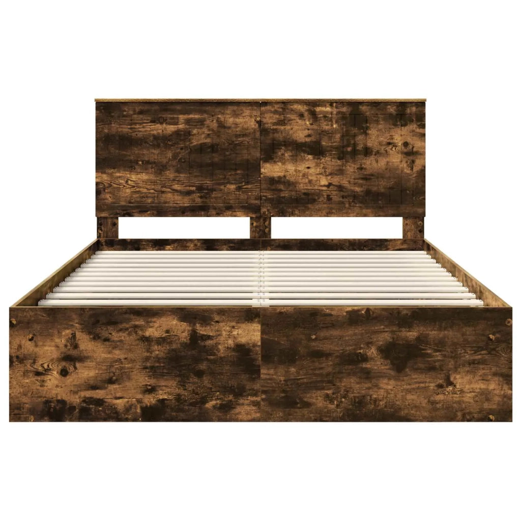 Struttura del letto Rovere fumé 150 x 200 cm Pino massello