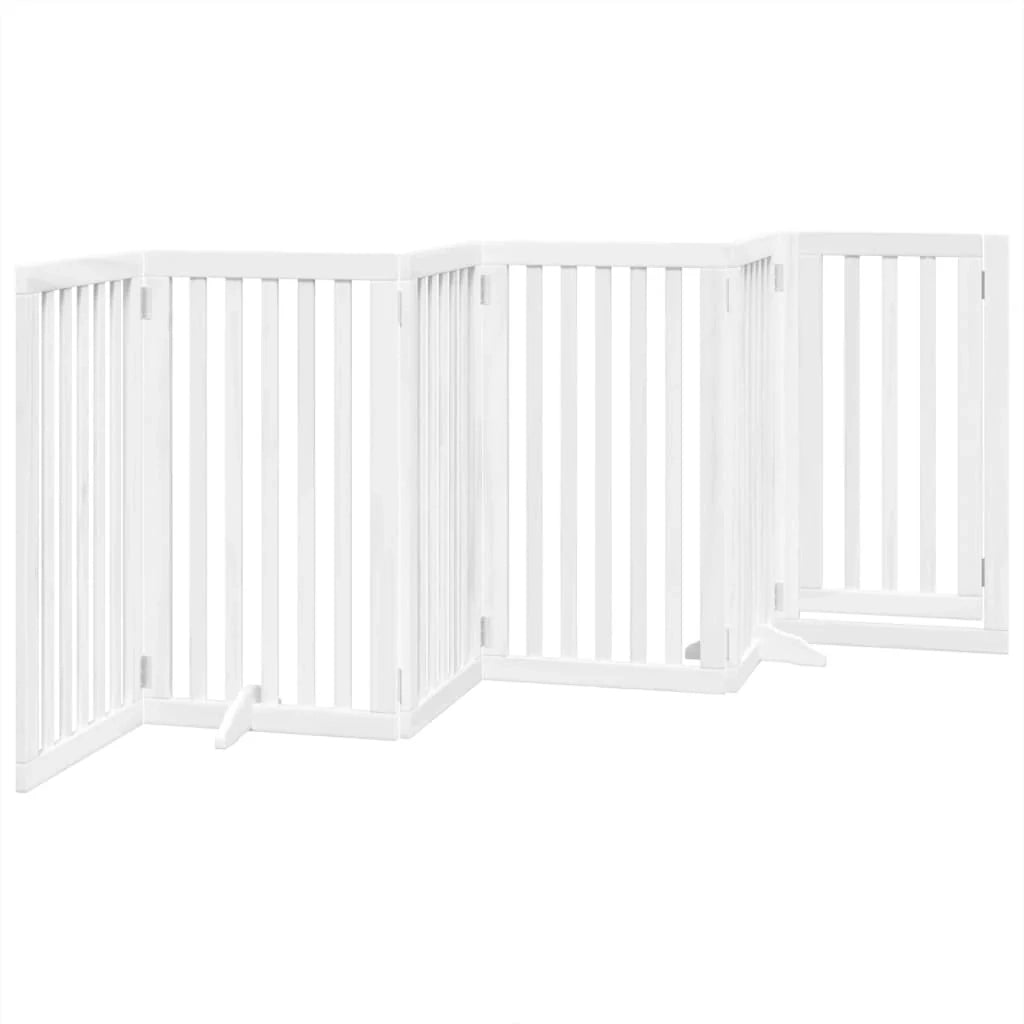 Cancelletto e porta di sicurezza per animali domestici 6 pannelli legno di pioppo bianco 02_0023355