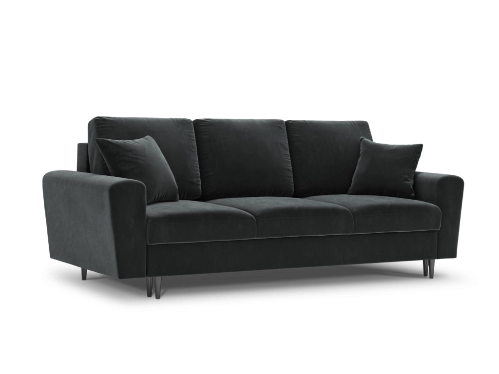 Cosmopolitan Design - Divano convertibile con contenitore "Kyoto" 3 posti in velluto grigio scuro 