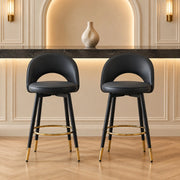 Sgabello da bar girevole 360° nero con dettagli oro