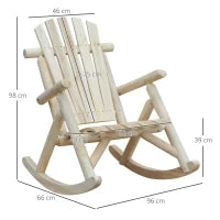 Sedia a Dondolo da Giardino, Stile Adirondack in Legno di abete, Design Ergonomico, Color Legno 96x66x98cm