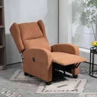 Poltrona Relax Alzapersona in Velluto con Schienale Reclinabile a 160° con Telecomando, Marrone Scuro
