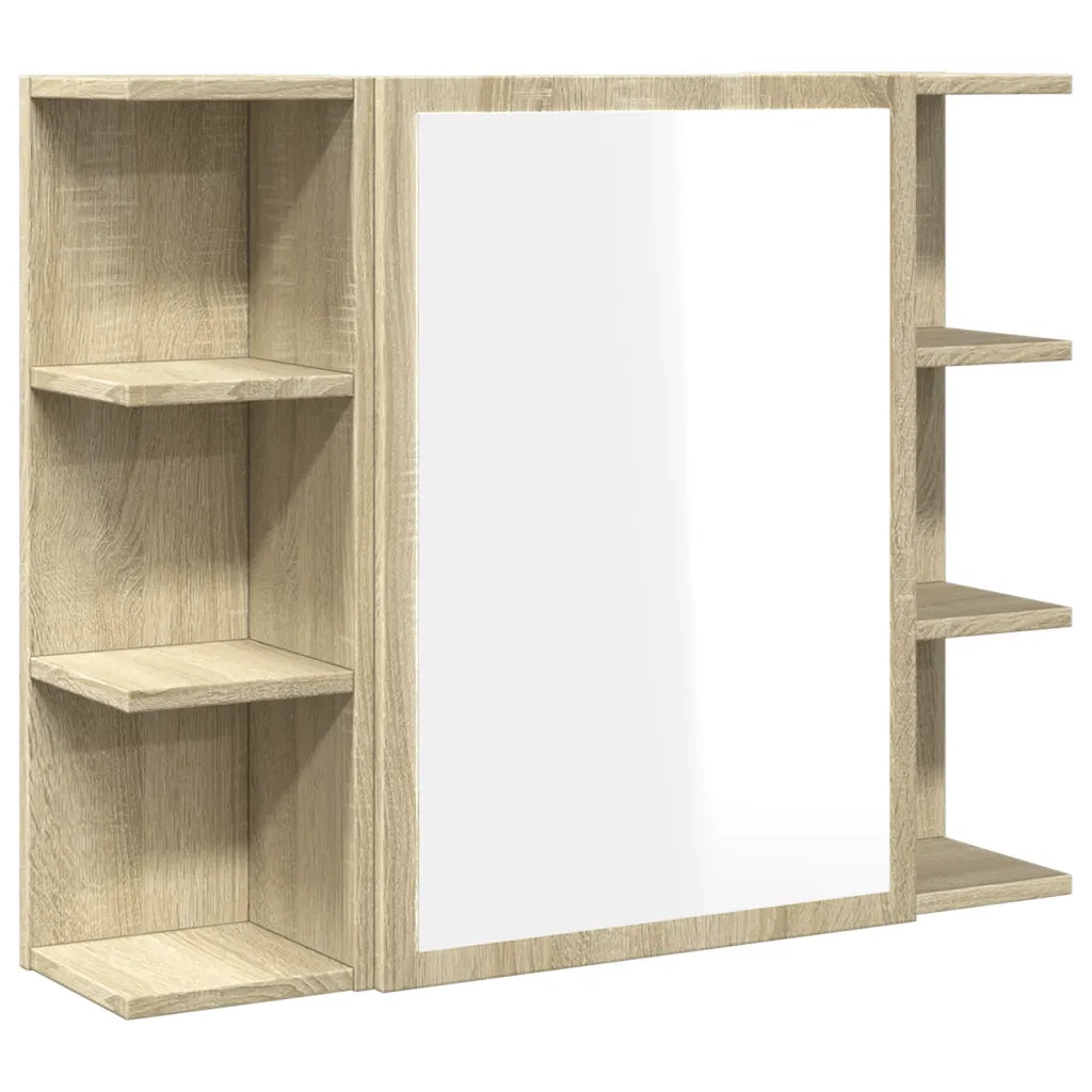 Mobile bagno con specchio-Armadietto a Specchio da Bagno-Mobile bagno con specchio-Armadietto a Specchio da Bagno Rovere Sonoma 80x20,5x64 Multistrato