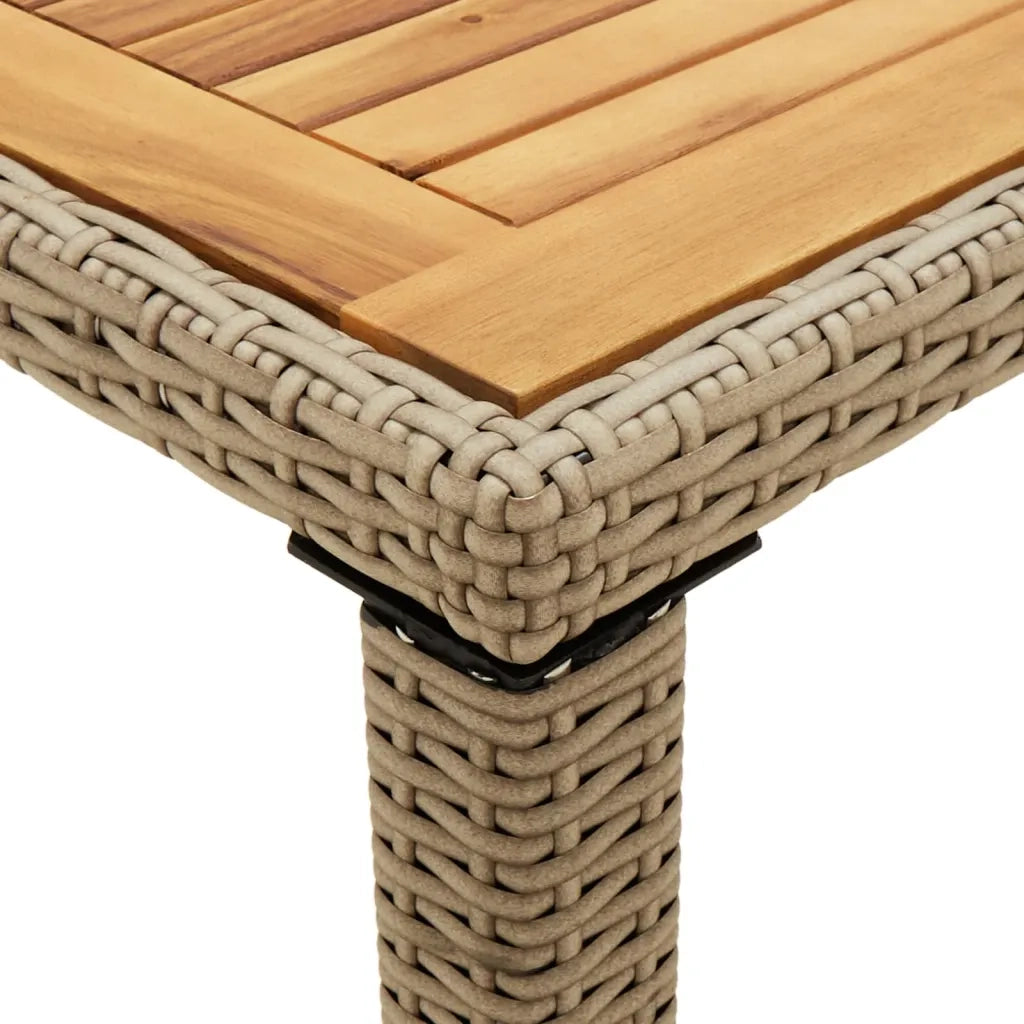 Tavolo Giardino Beige 123x60x74 cm Polyrattan e Massello Acacia 316797
