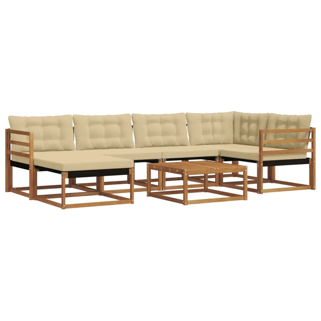 Set di divani da esterno con cuscino 19 pcs Naturale e Beige 3369640