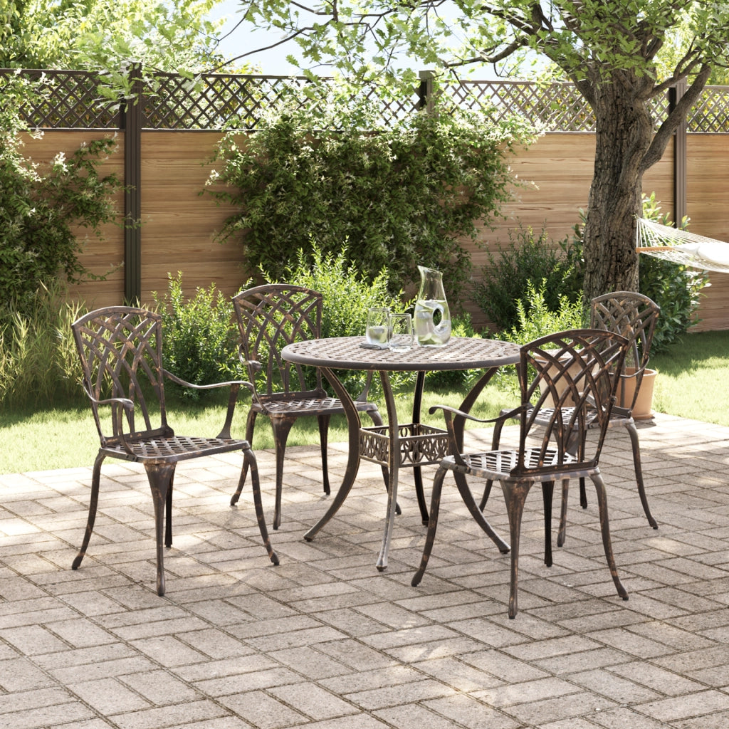 Set da Pranzo da Giardino in 5 Pezzi in Alluminio Fuso Color Bronzo