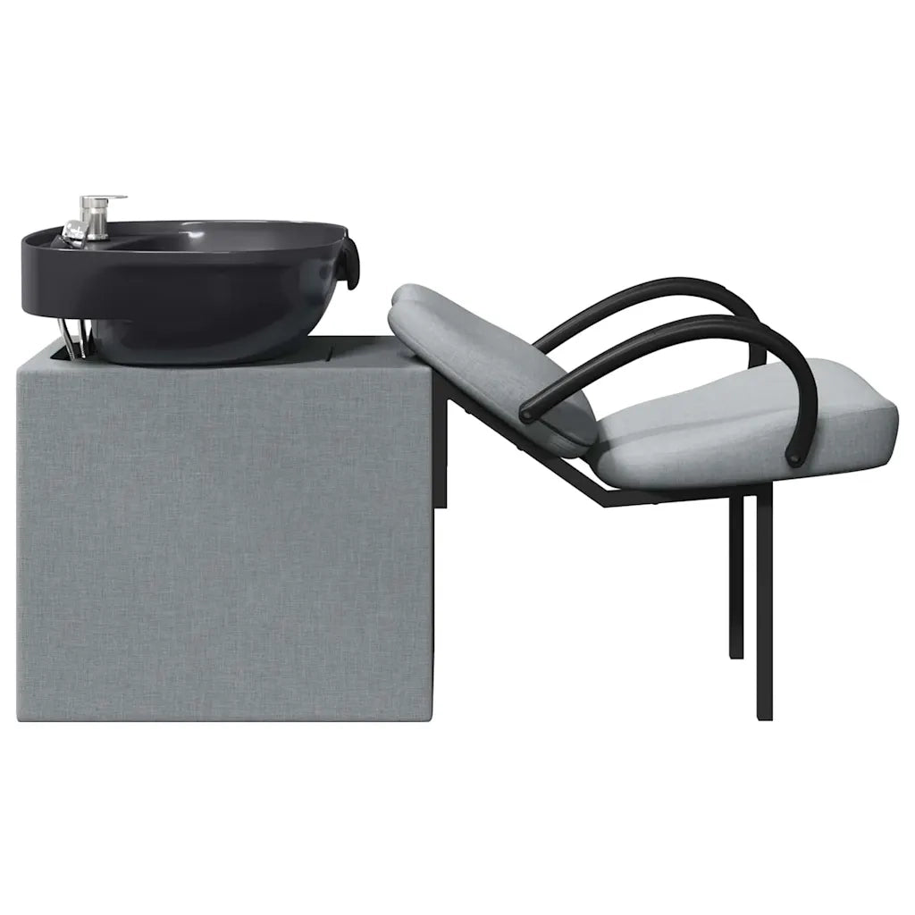 Sedia per Shampoo Grigio Chiaro e Nero 136 x 60 x 92 cm Tessuto 42009073