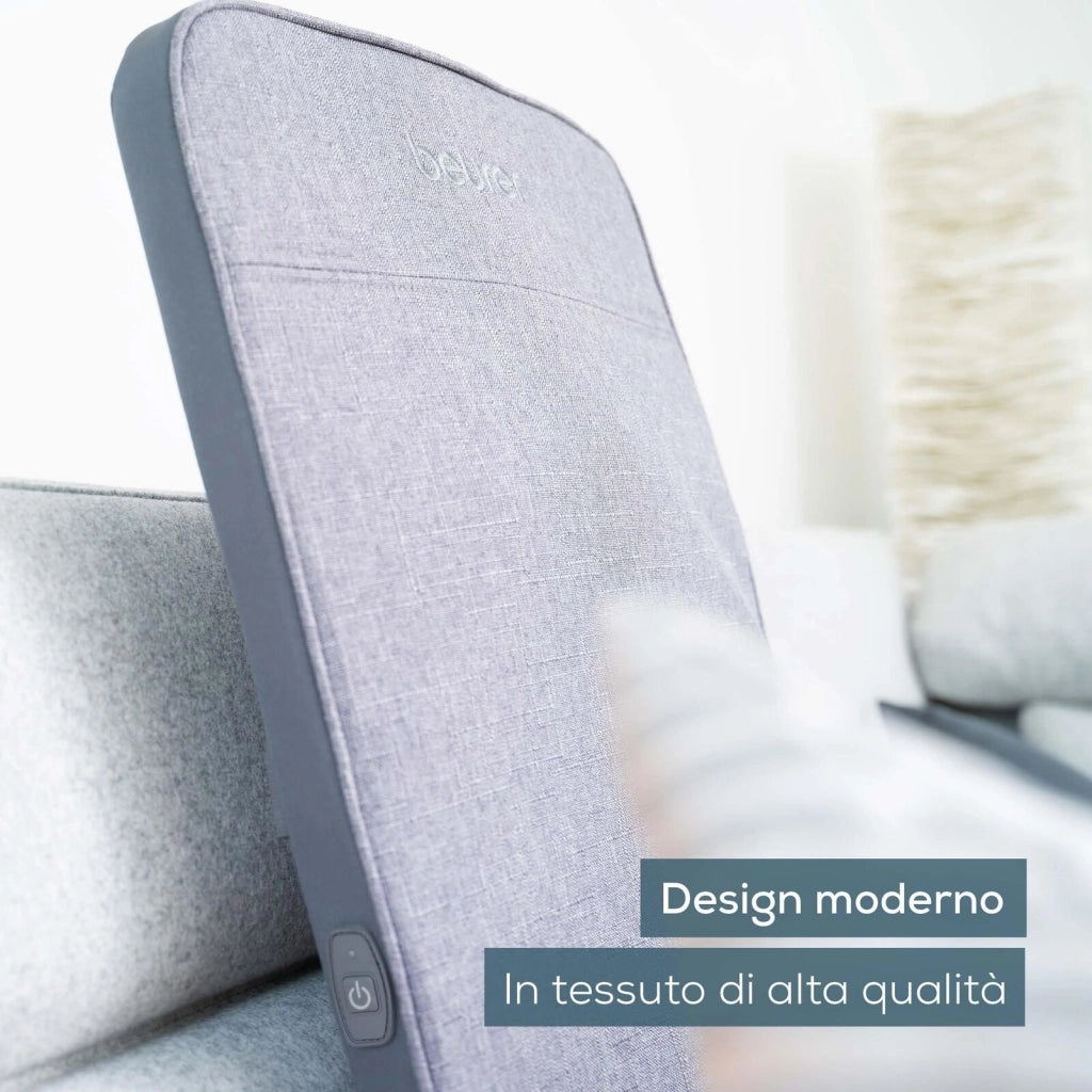 Beurer MG 202 - Cuscino massaggiante shiatsu per la casa e l'ufficio, 2 livelli di intensità, corpo posteriore sottile, adatto per poltrone, divani e sedie da ufficio, design moderno, grigio chiaro