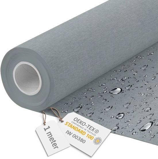Tela Acquaparante - Tessuto per mobili per metro, Imitazione piatto 160 cm largo - Tessuto impermeabile 220 g/m2 600D - Tessuto per ombrelloni acquaparante per metro, Grigio chiaro 1M