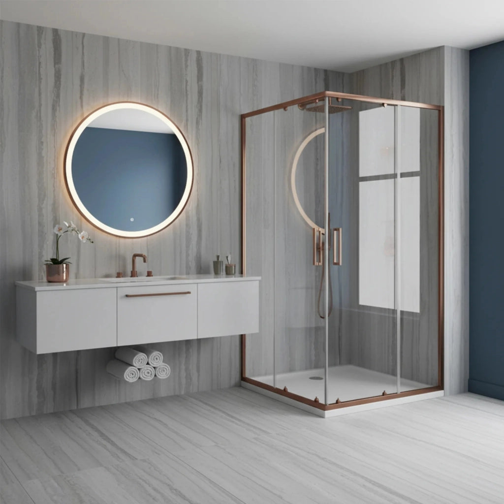 Cabina Doccia Rea City 80x100 Brush Copper con piatto doccia Savoy