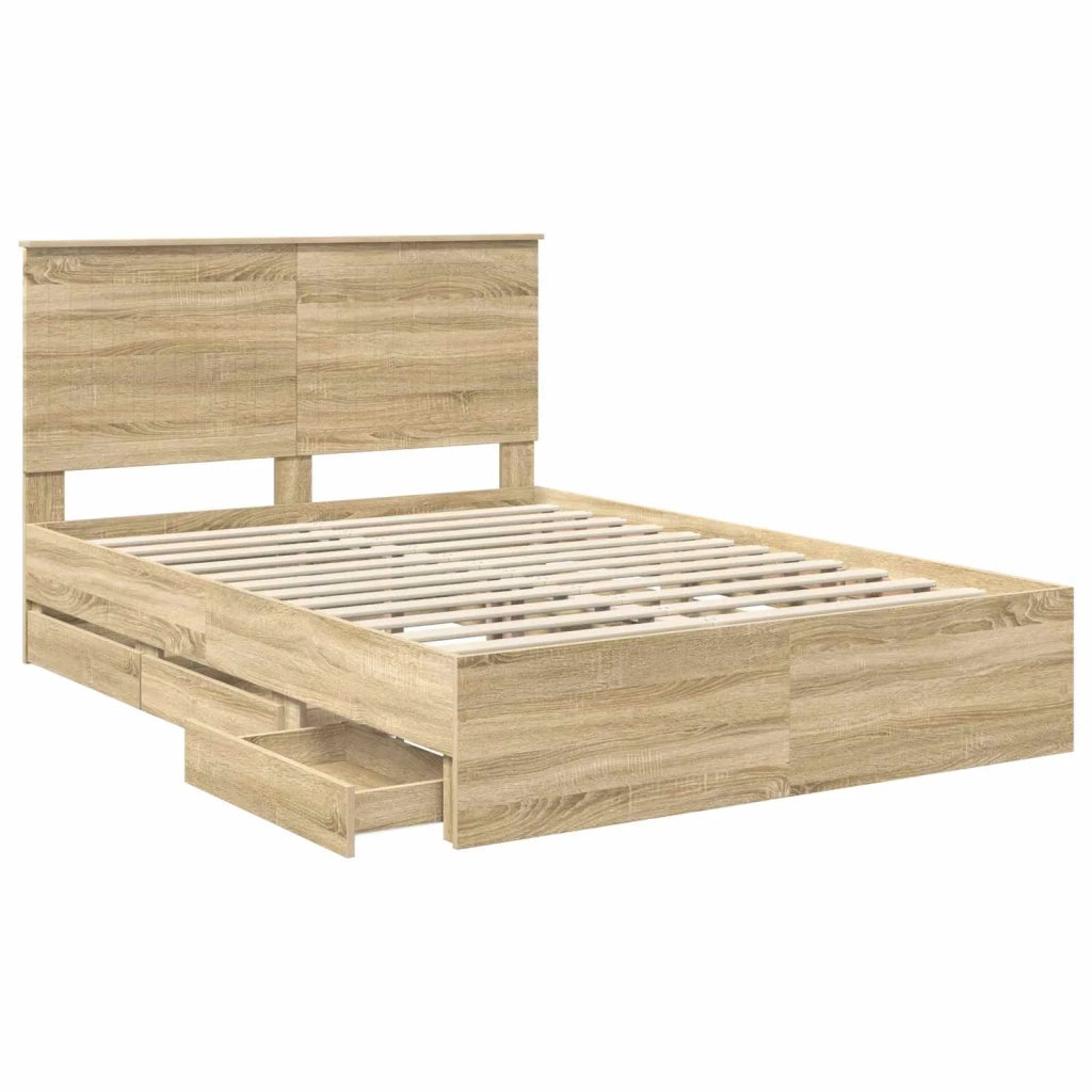 Struttura del letto con cassetto Rovere Sonoma 140 x 200 cm 3411112