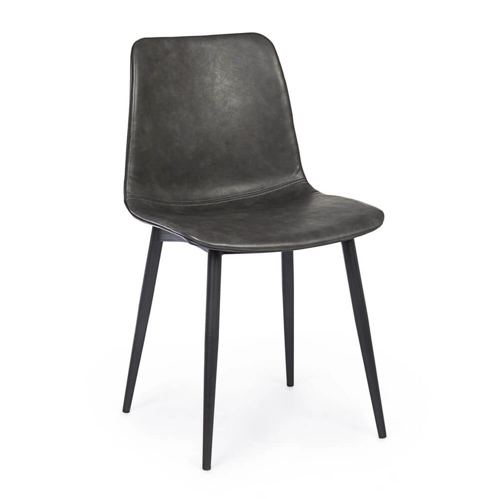 Set di 2 Sedie da Pranzo in Similpelle con Gambe in Acciaio - NATALIA