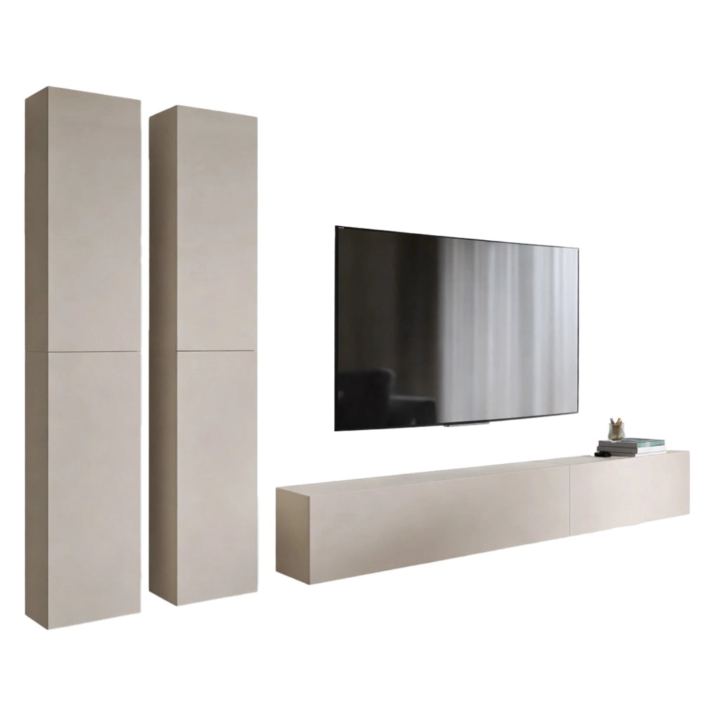 Mobile Soggiorno Haba, Parete Attrezzata Modulabile, Beige