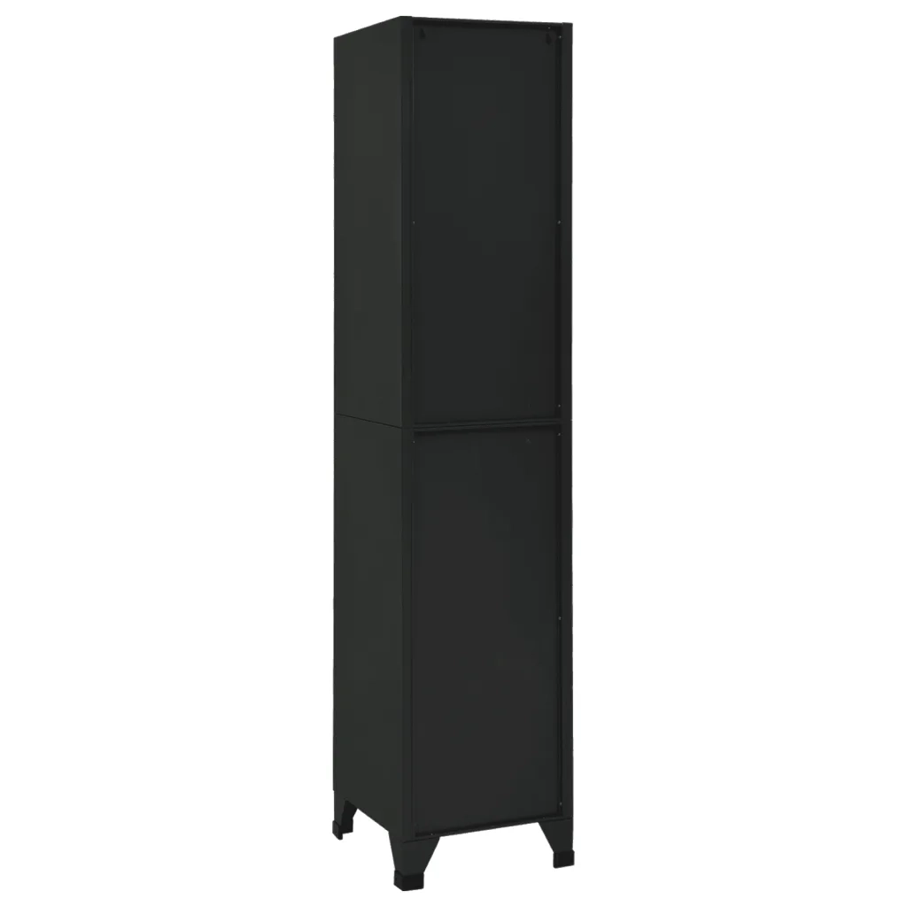 Armadietto da ufficio moderno 38 x 40 x 180 cm con 6 ante chiudibili a chiave in acciaio nero 02_0047008