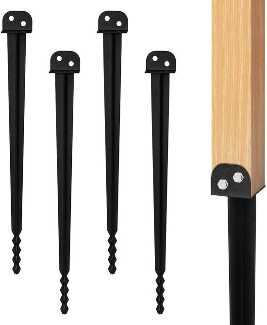 Quattro supporti per palo in acciaio da 700 mm, fissaggio solido per pali in legno quadrato