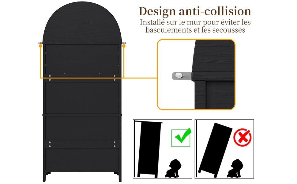Libreria ad Arco con Cassetti e Ante ¨C MINIMAL ¨C Nero, Soggiorno e Cucina
