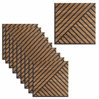 Set 10 Pannelli Decorativi Fonoassorbenti 58x58 cm in MDF Decoro D Obliquo Doppio Noce Asia