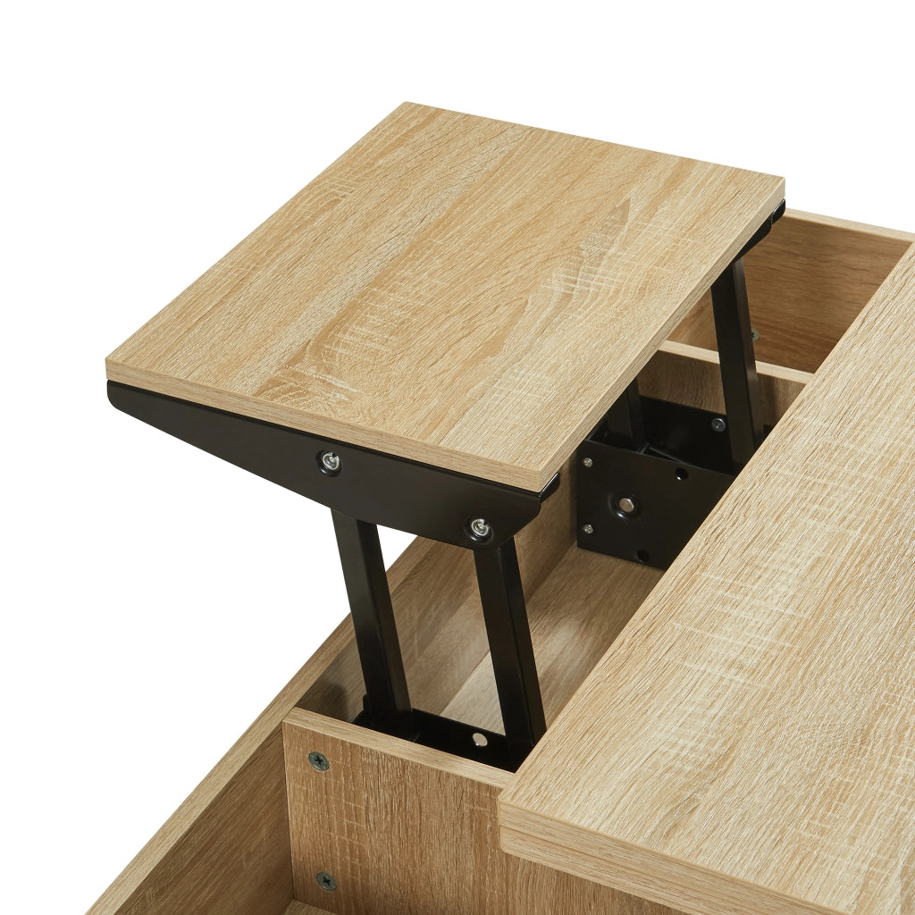 Tavolino da Caffè Rauli con Piano Sollevabile a Apribile - Effetto Rovere [en.casa]