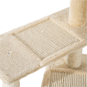 Albero Tiragraffi per Gatti 50x50x100 cm in Sisal e Peluche Beige