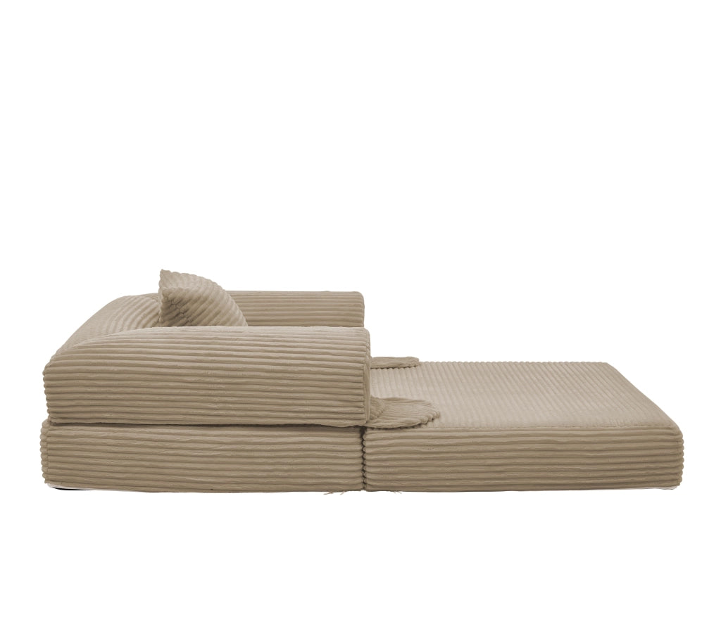 Fauteuil convertible letto singolo in tessuto corduroy con cuscino e funzione letto marrone