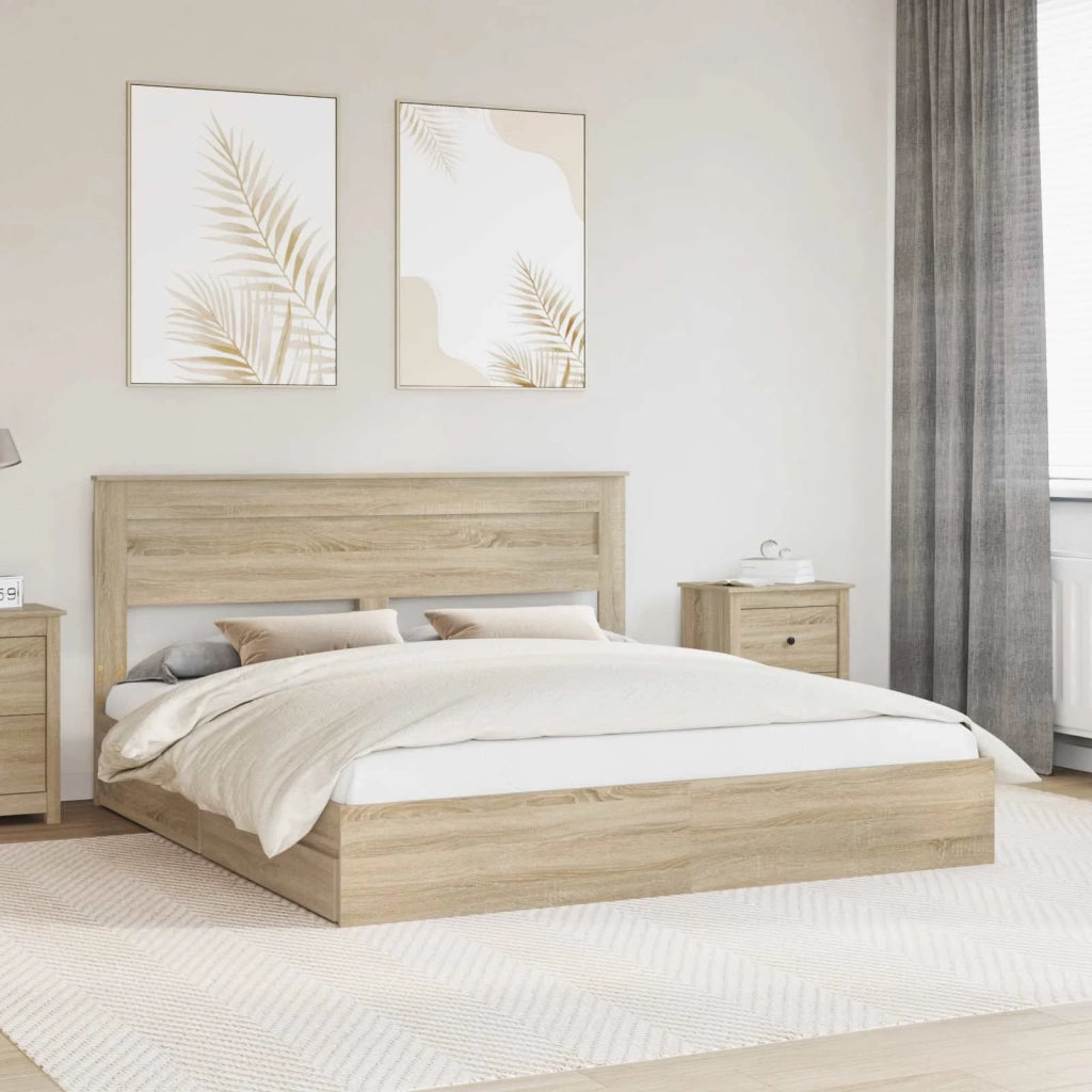 Letto con Contenitore con testiera Rovere Sonoma 180 x 200 cm