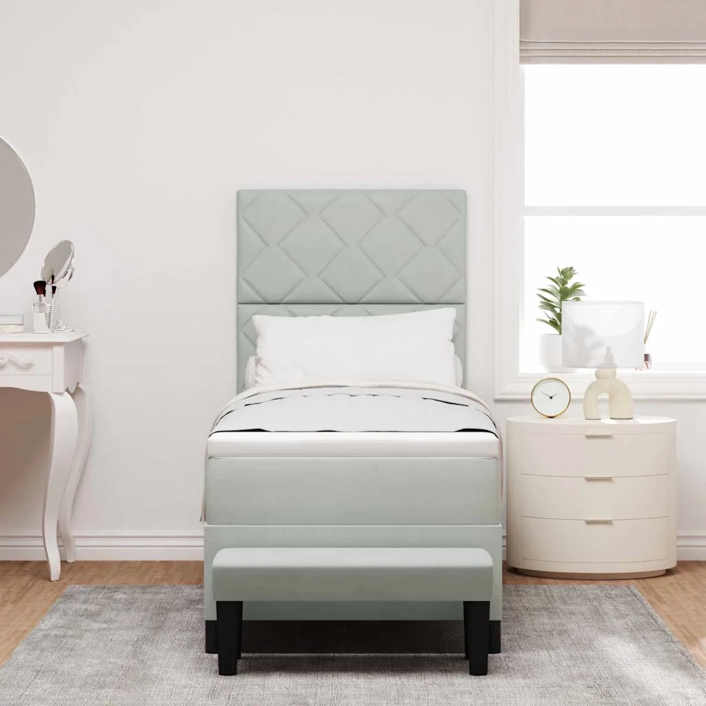 Letto a molle con materasso Grigio chiaro 80 x 200 cm Velluto 3344540