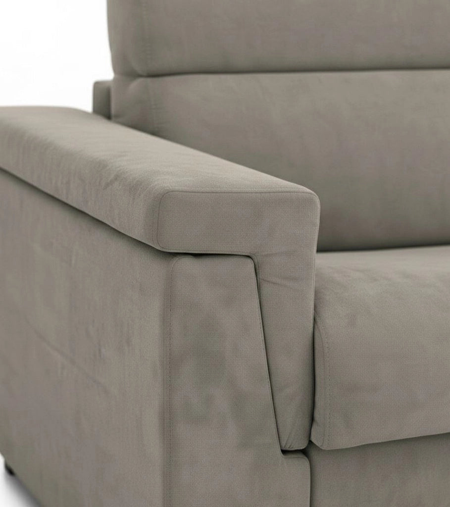 Lapio, Divano Fisso 2 Posti Sfoderabile Made in Italy, 185x95x100h cm Grigio Tortora