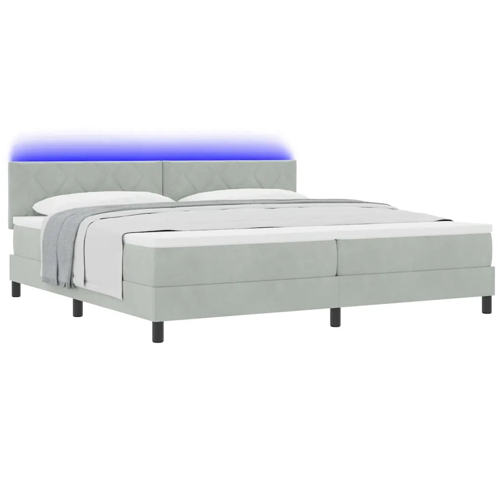Letto a Sorgente LED con led Grigio chiaro 200 x 200 cm Velluto 3342740