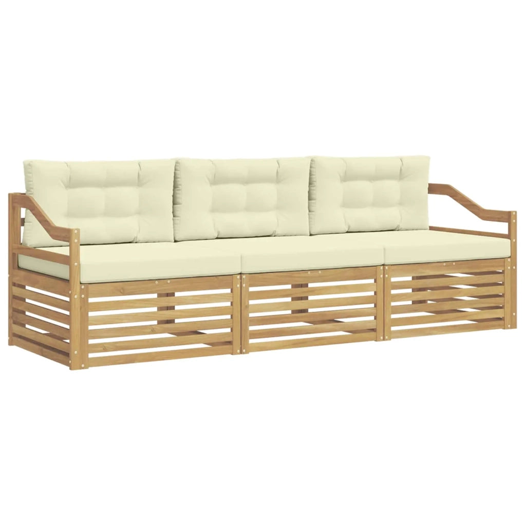 Set di divani da esterno 3 pcs Bianco e Crema Poliestere 3389980