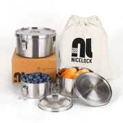 Lunchbox con separatore (3 pezzi) contenitore alimentare per adulti e bambini in acciaio inossidabile adatto per snack, frutta, cereali per colazione, zuppe e pasti principali ecc.
