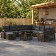 Set Divano da Giardino 12 pz Grigio e Grigio Scuro polyrattan 3437192