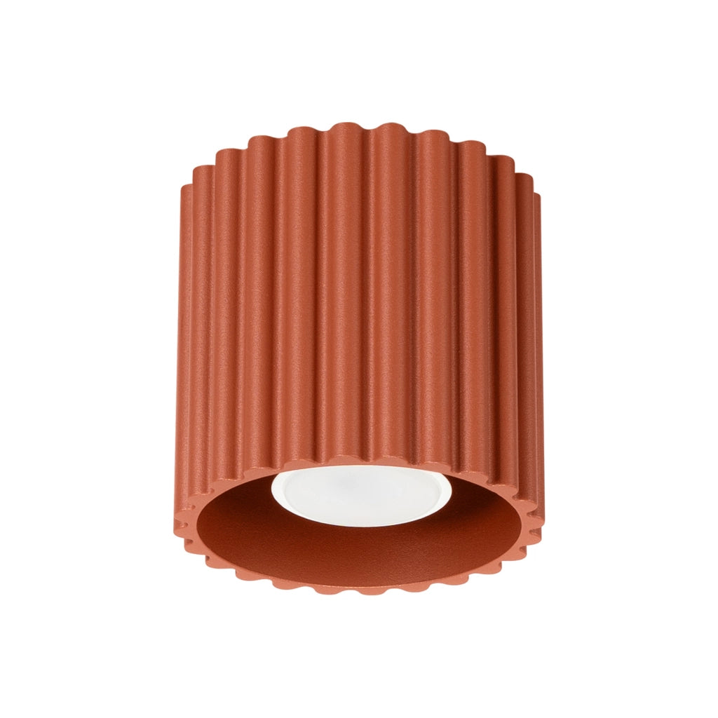 Spot soffitto VISTAO rigato tondo ocra rossa GU10 10cm