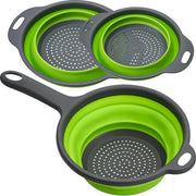 3 set di filtro a silicone pieghevoli, set di setole pieghevoli, filtro a silicone pieghevole, set di scolatura, set di scolatura per verdure, set di scolatura per pasta e verdure (verde)