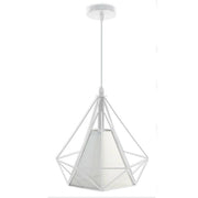 Trade Shop - Lampadario Diamante Da Soffitto Sospeso Pendente Moderno Plafoniera E27 B20 - Bianco