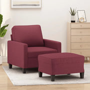 Divano Sedia-Poltrona con Poggiapiedi Rosso Vino 60 cm in Tessuto 984275
