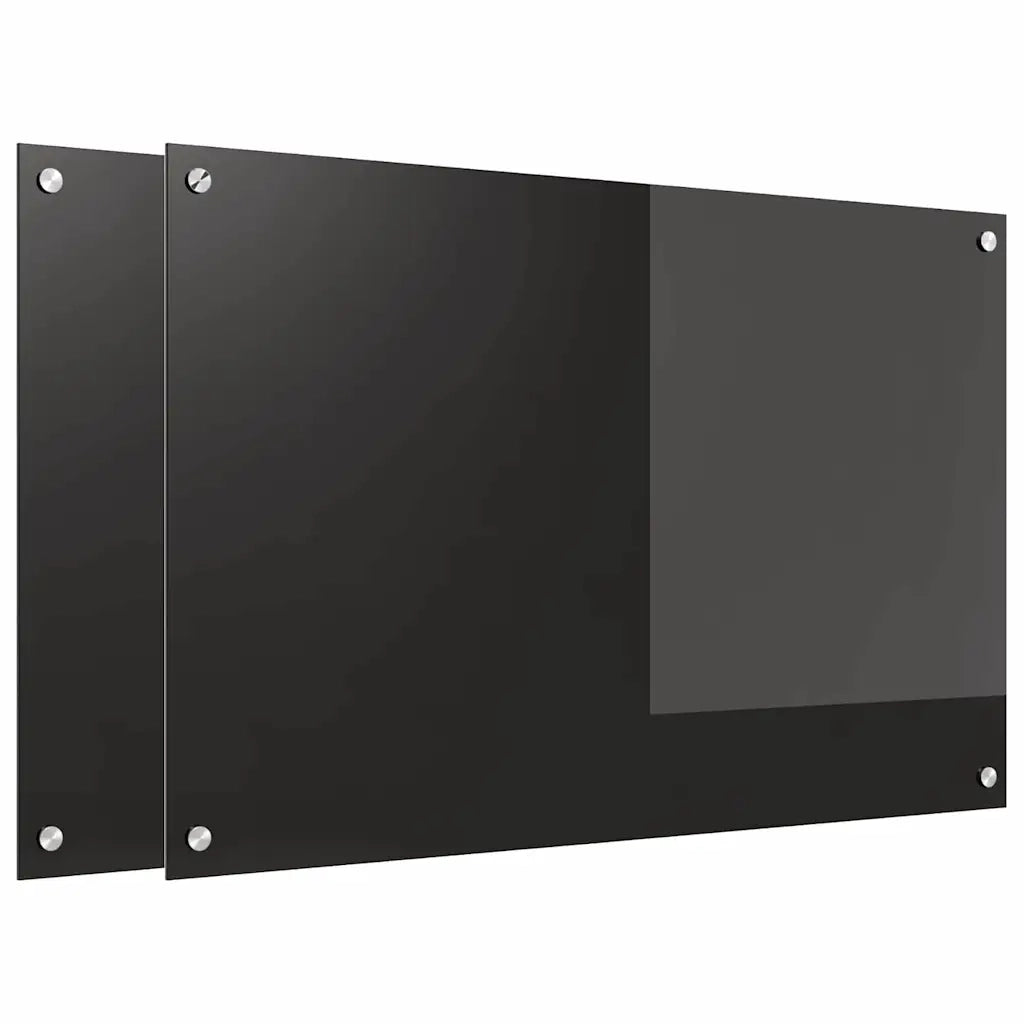 Schienale da cucina 2 pcs Nero 90 x 60 cm vetro temperato 3415550