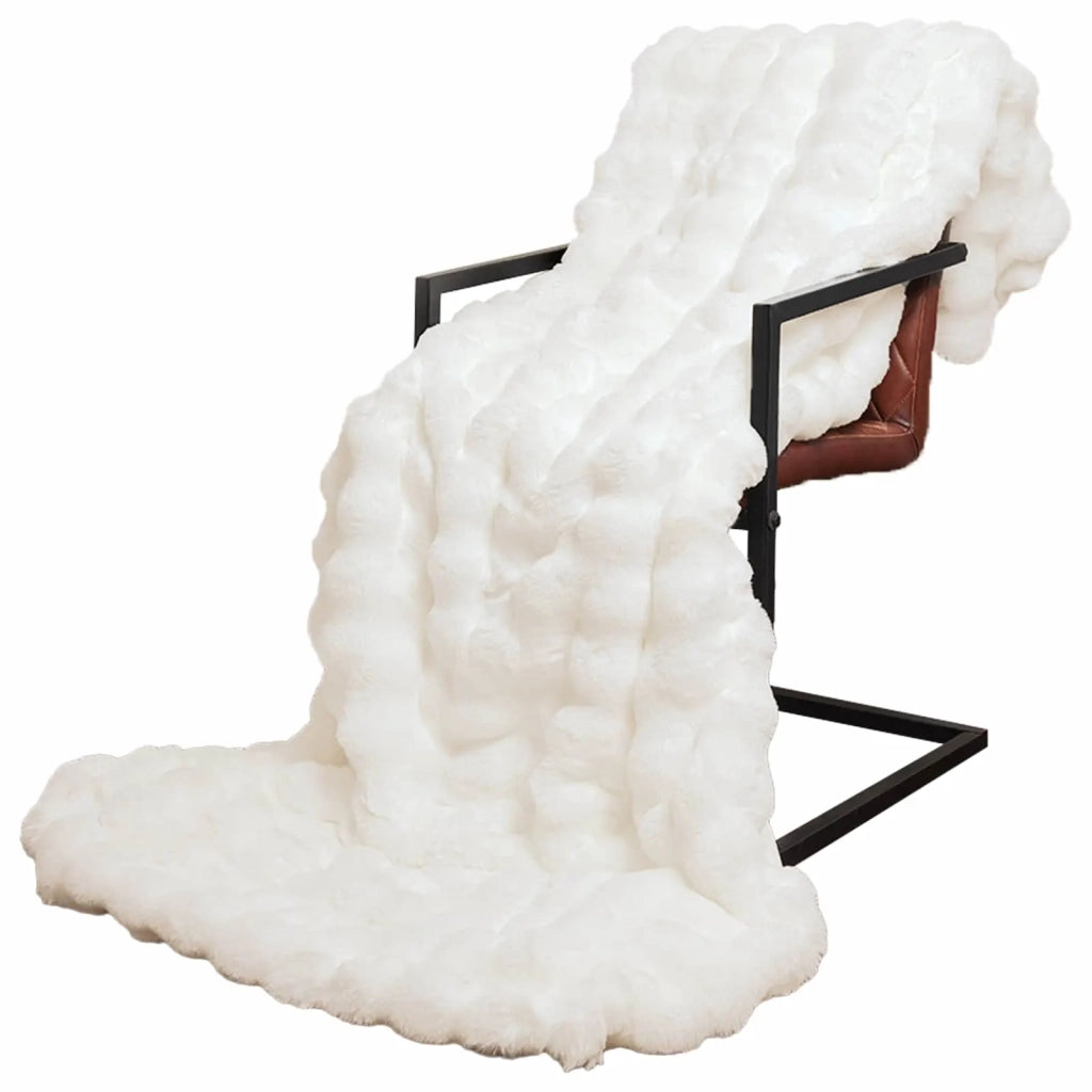 Coperta antiscivolo in finta di coniglio Olite 4 pcs Bianco