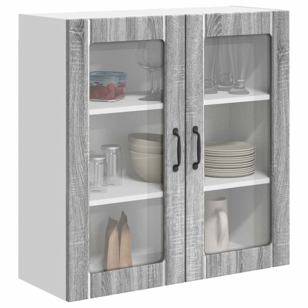 Mobile in vetro da parete Lucca Grigio Sonoma 80 x 31 x 80 cm 885071