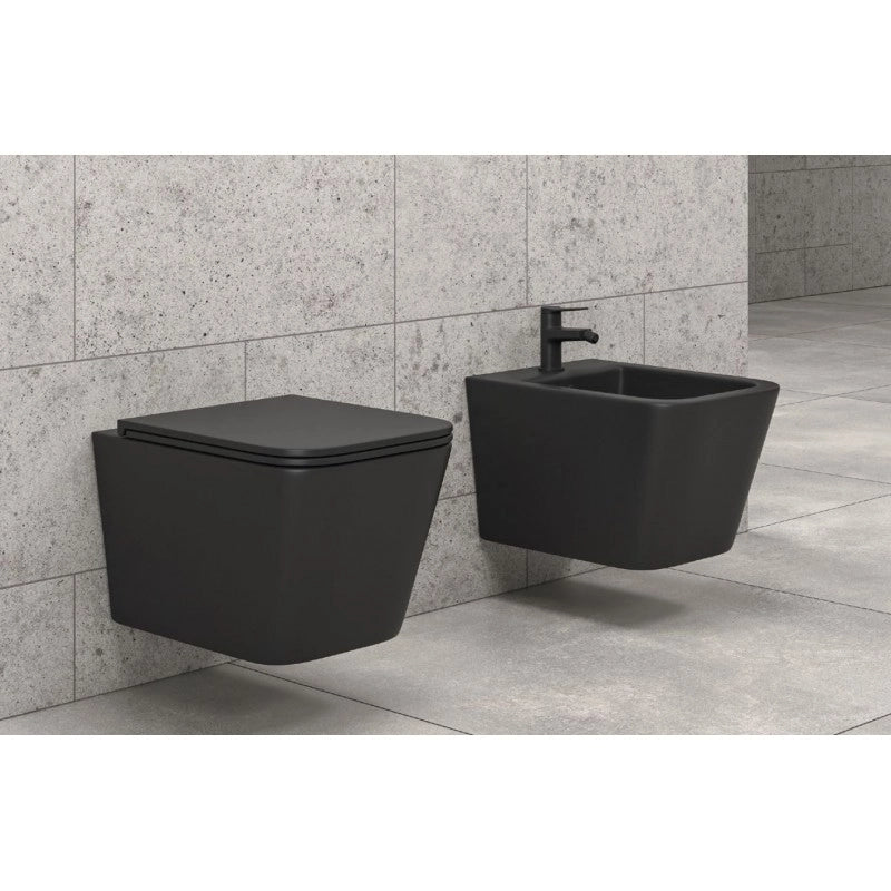 Bidet sospeso nero BOFY in porcellana 53x36,5x31,5 cm