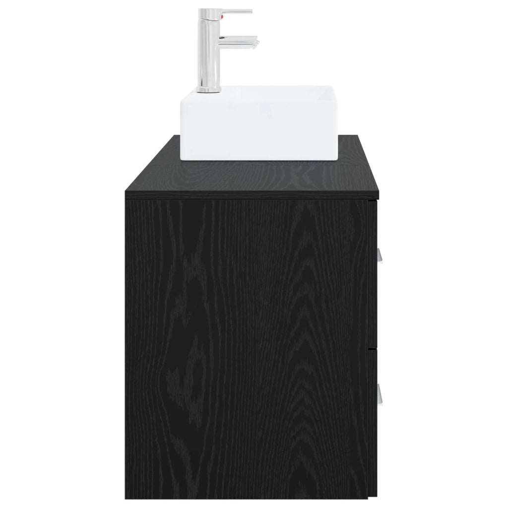 Set di mobili per il bagno 2 pz Rovere Nero 3403969