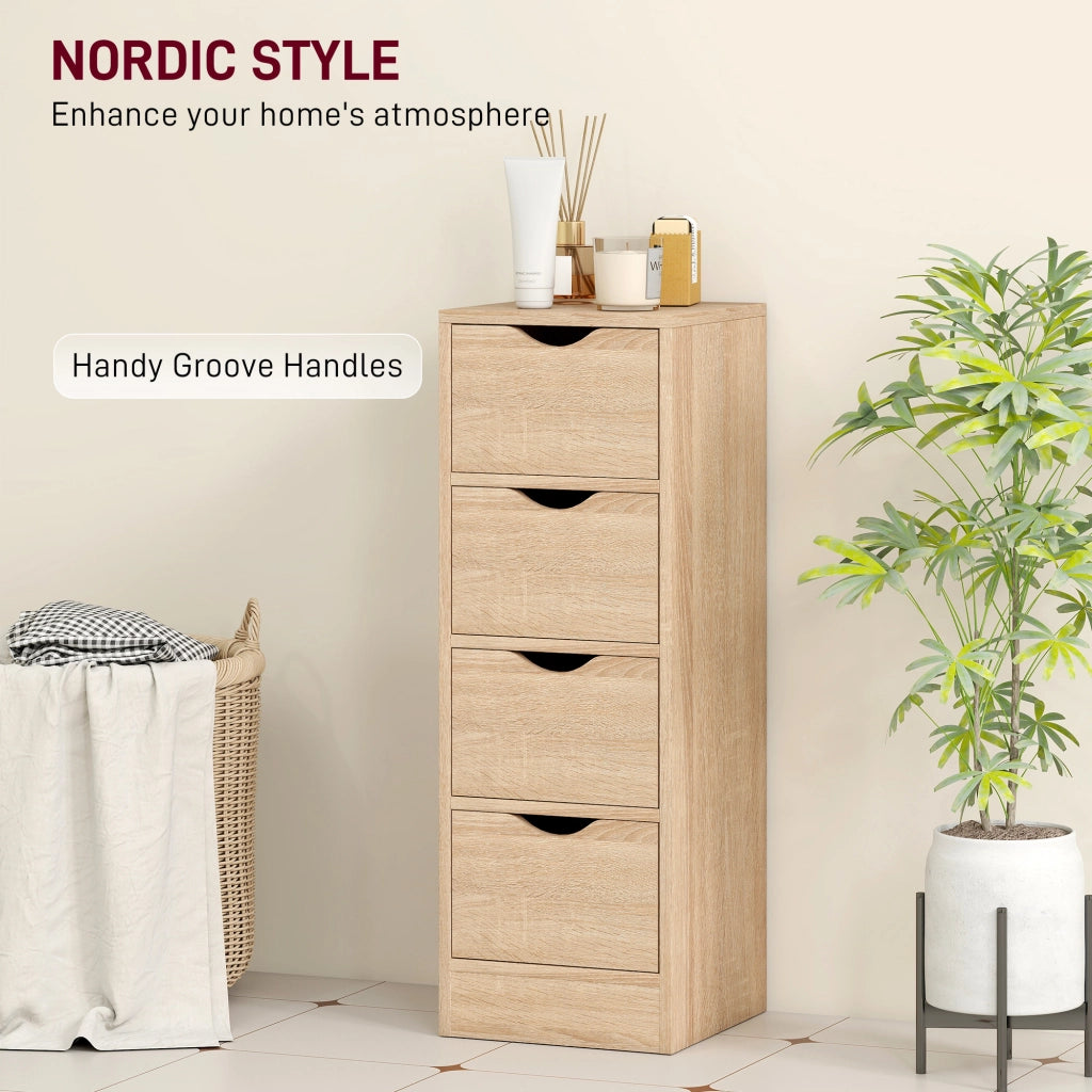 Mobile Bagno Salvaspazio con 4 Cassetti in Stile Nordico 29x29x83 cm in Truciolare Color Legno