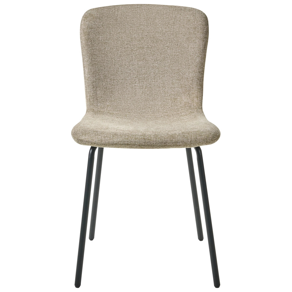 Set di 4 sedie da pranzo in tessuto Tappezzeria beige Gambe in metallo nero Design moderno e retrò