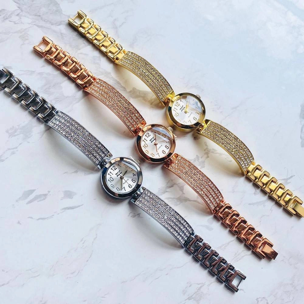 Trade Shop - Orologio Bracciale Polso Donna Zcc Quarzo Acciaio Brillantini Classico Moderno -